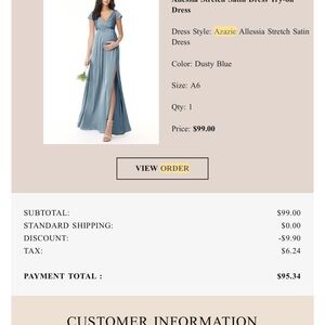 Azazie Women's Maxi Dress Allessia in Dusty Blue